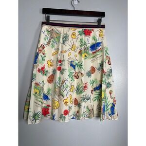 J.CREW‎ Hawaiian Map Print Pleated Skirt Size 4 NEW Ivory Multi Preppy G5888